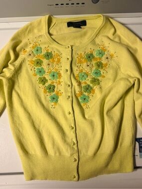 Express Yellow Floral Embroidered Cardigan